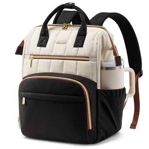 LOVEVOOK Puffer Backpack Purse for Women with 15.6 Inch Laptop Pocket, Nurse Teacher Work Bags for Gifts, Personal Item Travel Bag for College School, Cute Student Bookbag for Teen Girls Waterproof