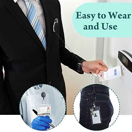 Honoson 50 Pcs Heavy Duty Retractable Badge Reels Batch ID Badge Holder Retractable Clip Bulk Key Holder with Ring for Office Worker Employee, Doctor Nurse Gifts (Black)