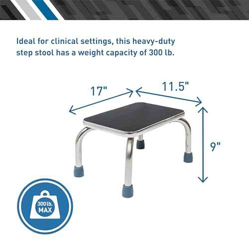 BodyMed Heavy-Duty Foot Step Stool with Non-Slip Rubber Platform for Seniors & Adults ? Holds up to 300lbs, 9 ¨ö in. Step Up, 18¡±L x 11.5¡±W x 9.5¡±H