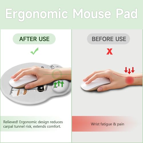 Funny Coffee Cat Ergonomic Mouse Pad with Wrist Rest - Desk Decor Gift