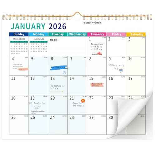 Wall Calendar 2026-2027, 18 Month Large Desk Calendar from January 2026 to June 2027 14.5" x 11.8" Monthly Calendar with Twin-Wire Binding for Home Office Planning Organisers, Colorful Blocks