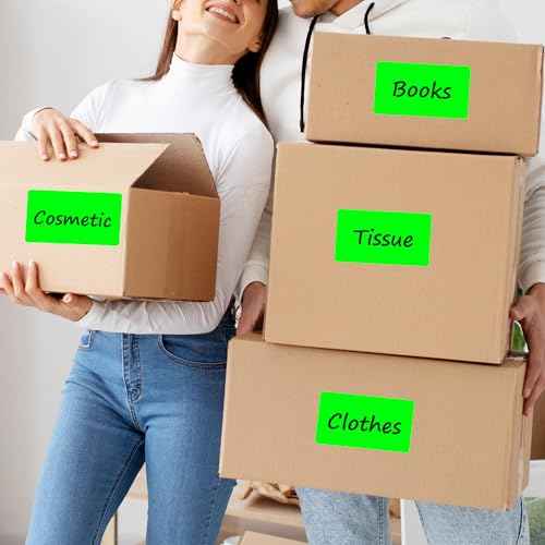 PARLAIM 3x5 inch Rectangle Color Code Stickers, 1000PCS 4 Rolls Square Adhesive Inventory Label, Fluorescent Green