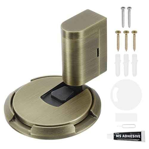 uxcell 2Pcs Magnetic Door Stopper, Silent Magnetic Floor Door Stop with Adhesive, Mechanical Floor Door Stop Shock Absorbing for Bedroom Office Bathroom, Bronze