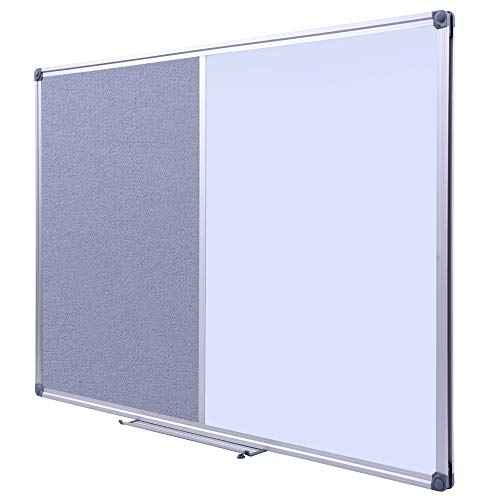 36 x24 inch Cork & Dry Erase Combo Board - Magnetic Whiteboard & Grey Bulletin Board for Office, Home, Classroom | Wall-Mountable with Aluminum Frame & Pen Tray