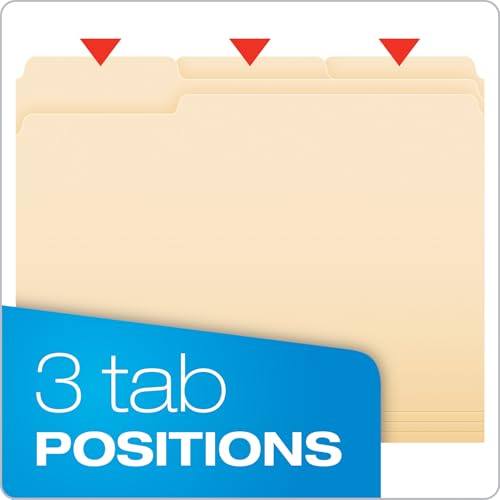 Pendaflex 250-Count File Folders Box - Letter Size Manila 1/3-Cut Tabs for Office & Home Organization