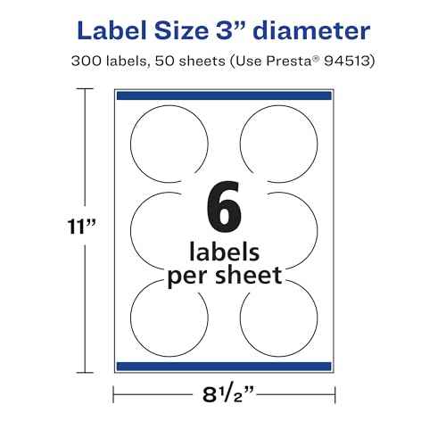 Avery Matte White Removable Round Labels, Sure Feed Technology, Print-to-The-Edge, 3" Diameter, 300 Removable Labels, Laser/Inkjet Printable