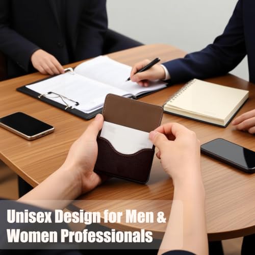 Uloryce Coffee Brown PU Leather Business Card Holder with Magnetic Closure Slim Wallet for Men & Women