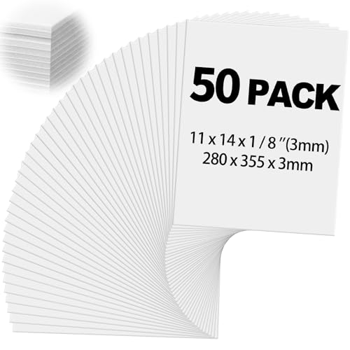 Frienda 50 Pack Foam Boards 1/8 Inch Thickness Foam Poster Boards for Presentation Board for School Crafts Office Art Projects(White,11 x 14 Inch)