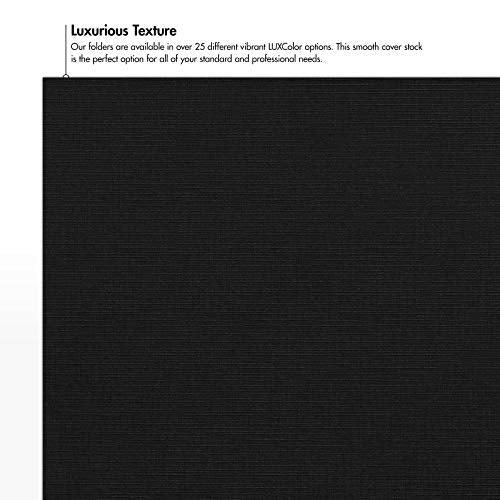 LUXPaper 9" x 12" Presentation Folders | Two Pocket | Front Cover Card Slits (Lower Right) | Deep Black Linen | 100lb. Cover | 25 Qty