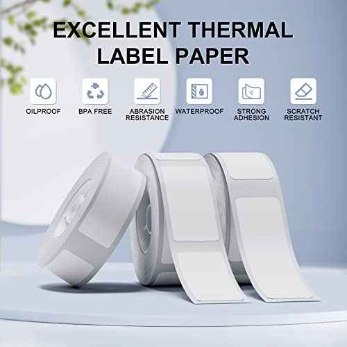 Label Maker Tapes for NIIMBOT D11/D110/D101 Printer, 6 Rolls 0.59''x1.18'' Adapted D11 Label Print Paper, D110 Thermal Sticker Paper Waterproof Self Adhesive Labeling Tape (White, 15 * 30mm)