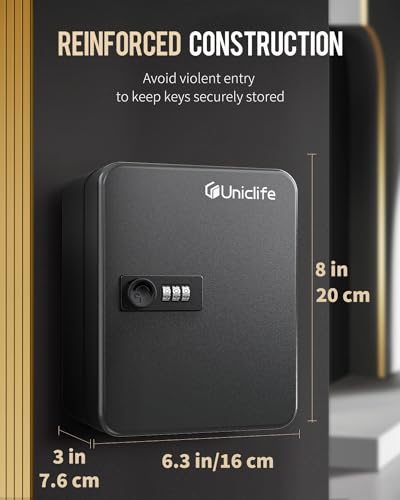 Uniclife Black 20-Key Steel Key Cabinet with Combination Lock & Labels