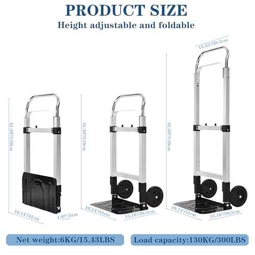 300-Pound Capacity Heavy-Duty Collapsible Hand Truck with Chrome Steel & TPR Wheels - Perfect for Warehouse, Moving, and Office Use