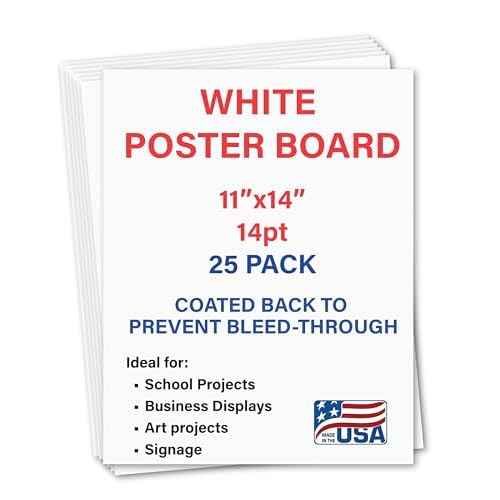 25 Pack Poster Boards 11x14¡°White Poster Paper, Poster Board Bulk, Posterboard, School Supplies, Coated back to prevent marker/paint bleed through