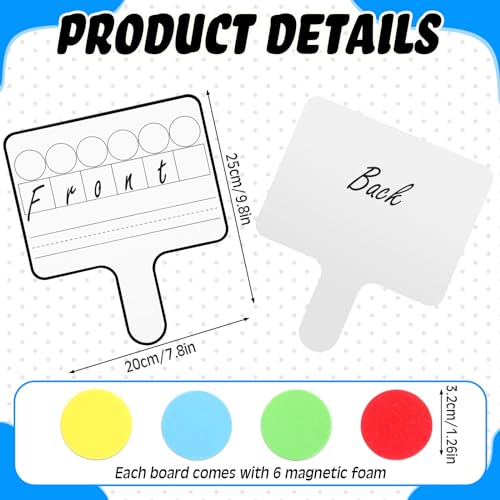 Seajan 18 Pcs Magnetic Paddle Set Education Dry Erase Double Side Handheld Answer Board with Magnetic Counters Discs Phonemic Awareness Phonics Games Toy for Students Kids Teaching Supply (Bright)
