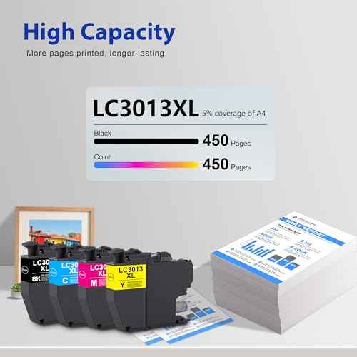 LC3013 XL Ink Cartridges High Yield Compatible for Brother LC3013 Ink for MFC-J491DW MFC-J497DW MFC-J690DW MFC-J895DW Printer - BK/C/M/Y