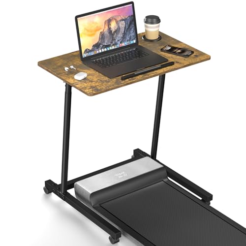 Treadmill Desk, Mobile Small Standing Desk with Wheels for Walking Pad, Portable Table for Laptop, Rolling Table Adjustable Height, Bedside Table
