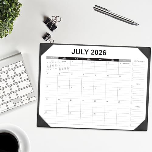 Adronix Black Desk Calendar 2026-2027 with Desk Mat, 22x17 Inch Large Office Planner