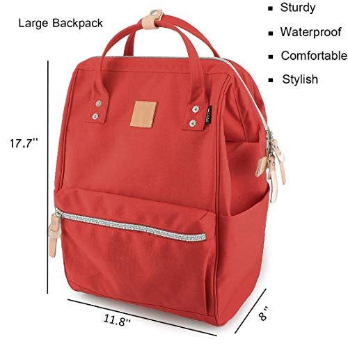 Himawari Large Travel Backpack with Laptop Compartment 17 Inch Roomy Doctor Bag College backpack for Women&Men-Not include USB Port (1882-Red&plus)