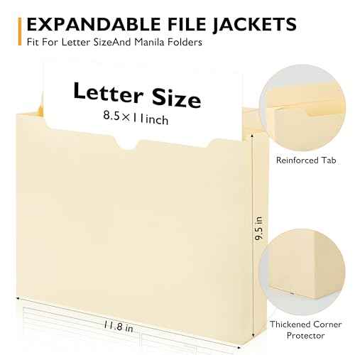 Manila File Jacket,10x12 Inches Jacket File Folders,2 Inch Expandable Sides Manila Folders,100 Packs Project File Jacket,Assorted Positions,Reinforced Straight-Cut Tab