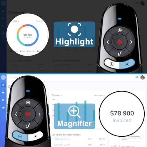 2 in 1 USB Type C Spotlight Presentation Clicker, Advanced Digital Highlighting Magnifier Wireless Presenter for for LED LCD, 2.4GHz PowerPoint Presentation Remote