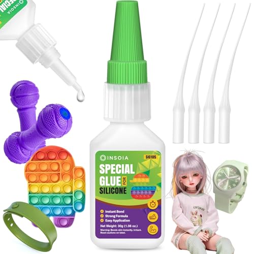 INSOIA Clear Silicone Glue 20g with Precision Tips - Strong Waterproof Bond