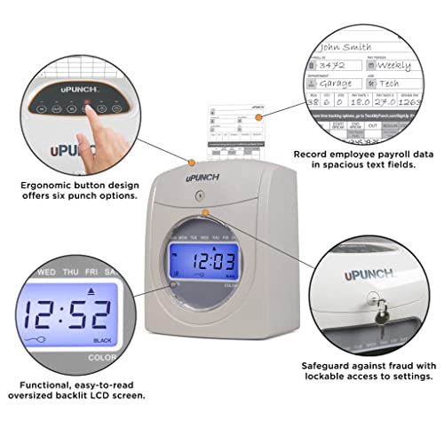 uPunch HN4500 Advanced Employee Time Clock Bundle – Includes 200 Cards & Accessories