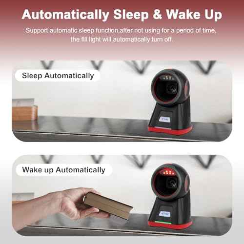 2D QR Hands-Free Barcode Scanner Omnidirectional Automatic Sensing Scanning Barcode Reader 2D Barcode Scanner for Android, iOS, Windows, Mac, USB Wired Barcode Reader with Drop Resistant Dustproof