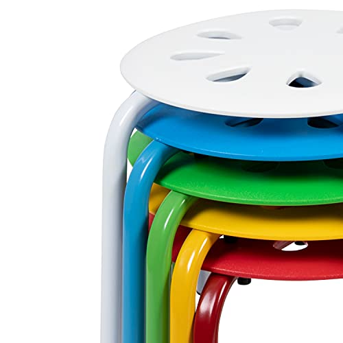 Emma + Oliver 5-Pack Plastic Nesting Stack Stools, 17.5in Seat