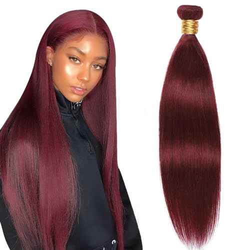#99J Bundles Human Hair Straight Bundles 30 Inch Burgundy Straight Bundle Unprocessed Brazilian Virgin Weave Hair 1 Bundle 50 Gram Per Bundle
