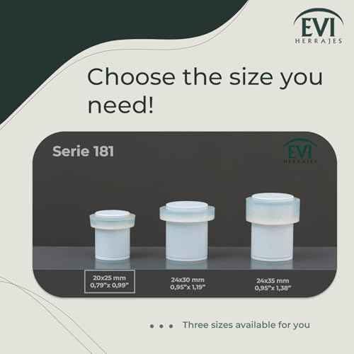 Pack of 2 EVI Door Stoppers | White Stainless Steel Door Stopper - Screw Fastening - White Rubber Protector - 0.79 x 0.99 Inch Door Stop