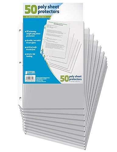 Better Office Products 50 Pack Clear Sheet Protectors 8.5 x 11 Top Load Binder Sleeves