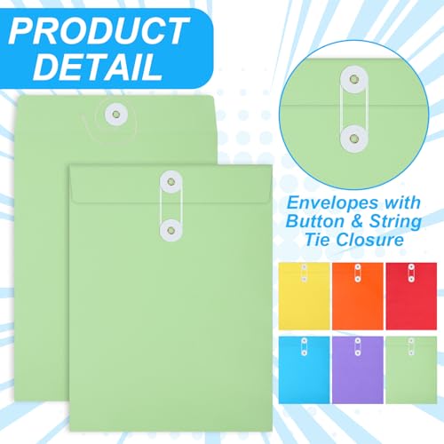 Fullhawl 100 Pcs Interoffice Envelopes with String Tie Closure 9x12 Inches Colored Mailing Files for Office & Business