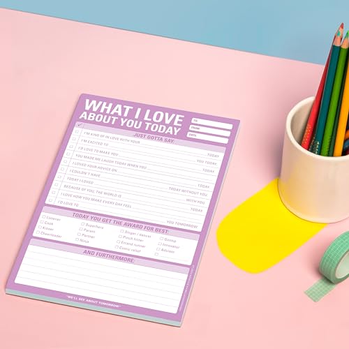 Knock Knock 6-Count What I Love about You Today Pads, Love Letter Paper Checklist Lunch Box Notes for Husband, 6 x 9-inches
