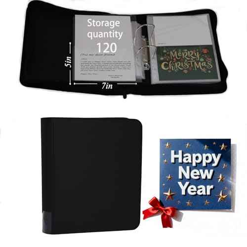 greeting card binder organizer Storage boxes and Display;christmas card photo album,Birthday card holder organizer, fit wedding card,Index card,Postcards invitation (black)