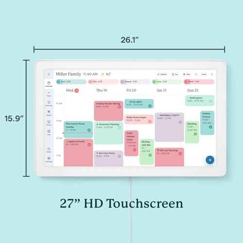 Skylight Calendar Max: 27-Inch Smart Digital Calendar & Chore Chart, Family Organizer with Interactive Touchscreen Display ? Wall Mountable in Portrait or Landscape, Classic White Frame