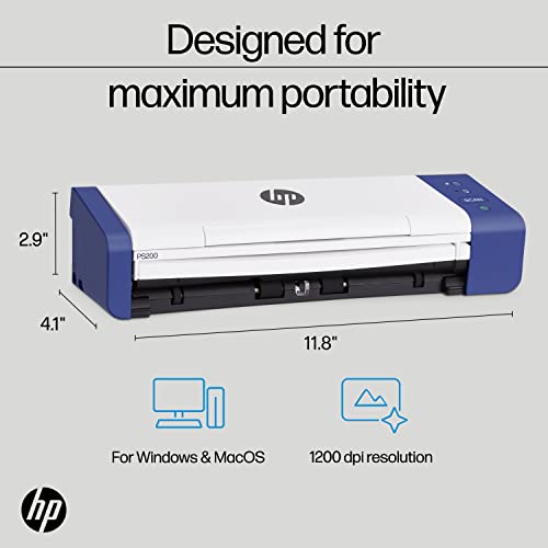 HP Portable Duplex Document Scanner with Auto-Feed Tray — Mobile Black & White & Color, 25ppm, 1200dpi for Home & Office