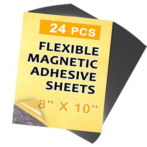Adhesive Magnetic Sheets 24 Pack, Each 8" x 10", Stick Magnetic Paper with Adhesive Backing for Crafts, Paper Magnets and Stickers