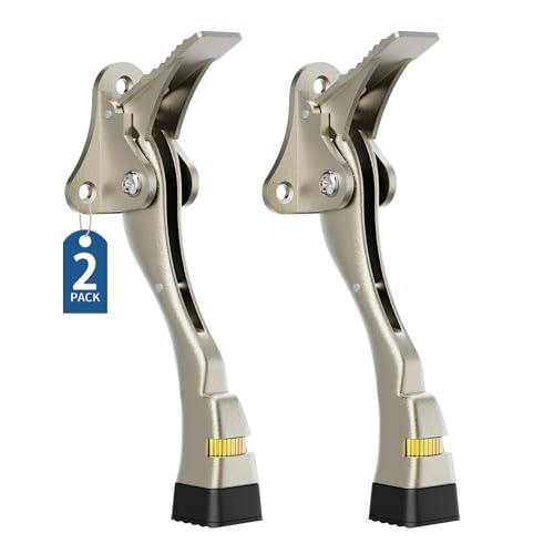 Gotega Satin Nickel 4-Inch Kickdown Door Stop, 2 Pack – Bottom of Door Stoppers