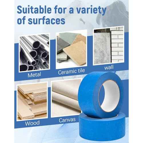 Painter's Tape 12 Rolls (Totaling 660 Yards) 1.88 inches x 55 Yards Blue Masking Tape for General Purpose Wall Painting, Home Improvement