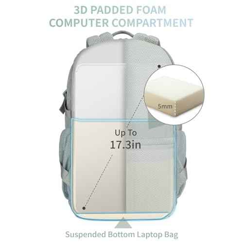 ECOHUB Travel Backpack for Women, 17.3 inch Suspended Laptop Backpack, Fashion Water-Resistant College Computer Bookbag, 28L Personal Item Bag with 12 Pockets for Causal, Work, Green