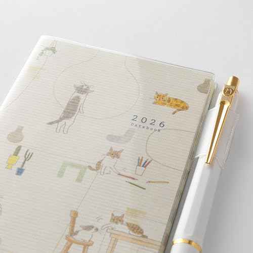 Midori Pocket Diary 2026 Mini Monthly Limited Bookmark with Cat Pattern 22357006 (Starts from January 2026)