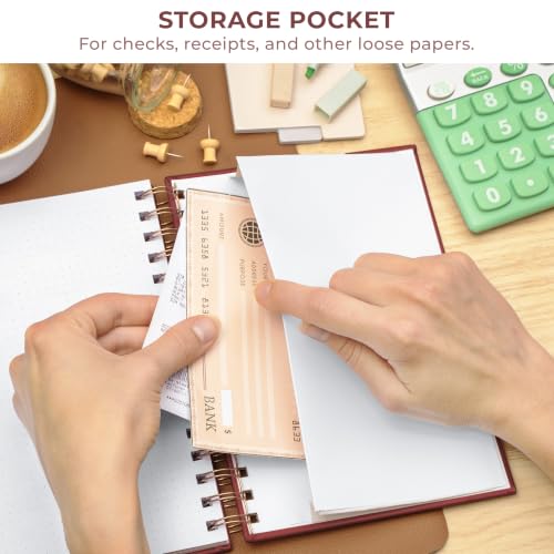 Clever Fox Red A5 Check Register Book – Spiral-Bound Personal Checkbook Ledger