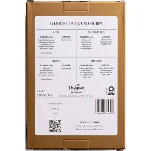 DaySpring - Black and White Christmas Classics - 60 Bulk Christmas Boxed Cards and Envelopes (U1347)