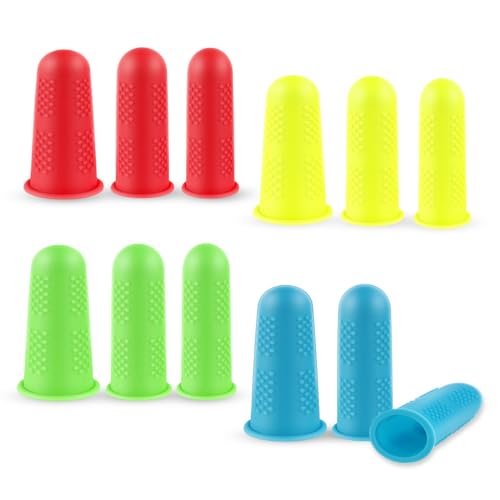 Silicone Finger Protectors for Hot Glue, Wax, Resin & Crafts - 12 Pack, 3 Sizes
