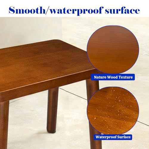 13.4inch Wooden Step Stool for Adults,Small Wooden Stool with Non-Slip Feet,Removable Plant Stand,Compact Square Design for Bedroom Office Bathroom Garden(Brown, Large)