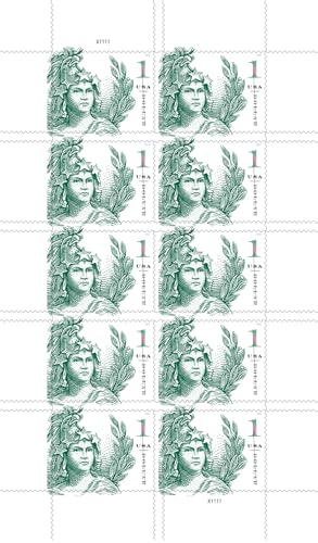 United States Postal Service $1 Statue of Freedom Stamp Sheet of 10 Green US Postage