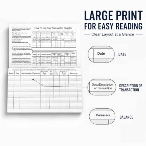 Checkbook Register 20 Pack Large Print with Thick Paper & Wide Description Space