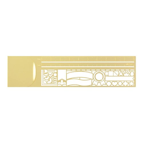 Designphil Midori Clip Ruler - Decorative Ruled Pattern A, 5.5 Inches for Precision Drawing