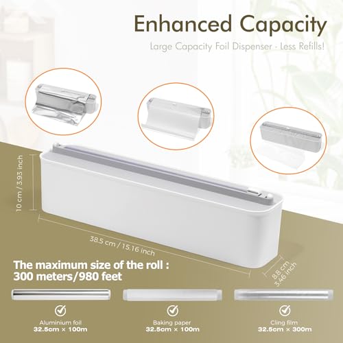 Aluminum Foil & Plastic Wrap Dispenser with Cutter - Magnetic