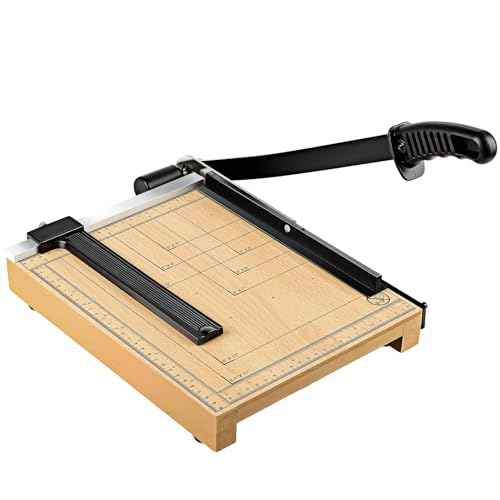 CreGear Paper Cutter, 12" Wood Guillotine Paper Trimmer, 12 Sheet Capacity, Heavy Duty Paper Slicer with Adjustable Guide, Safety Guard and Blade Lock
